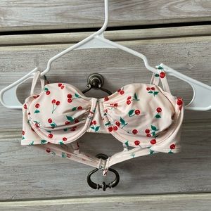 Cute pink, cherry patterned bikini top!